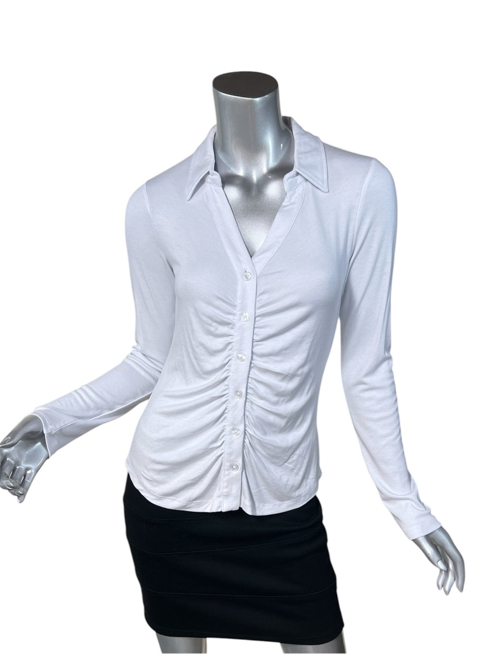 Social Standard by Sanctuary Women's Small Ruched Button-Up Top Long Sleeve